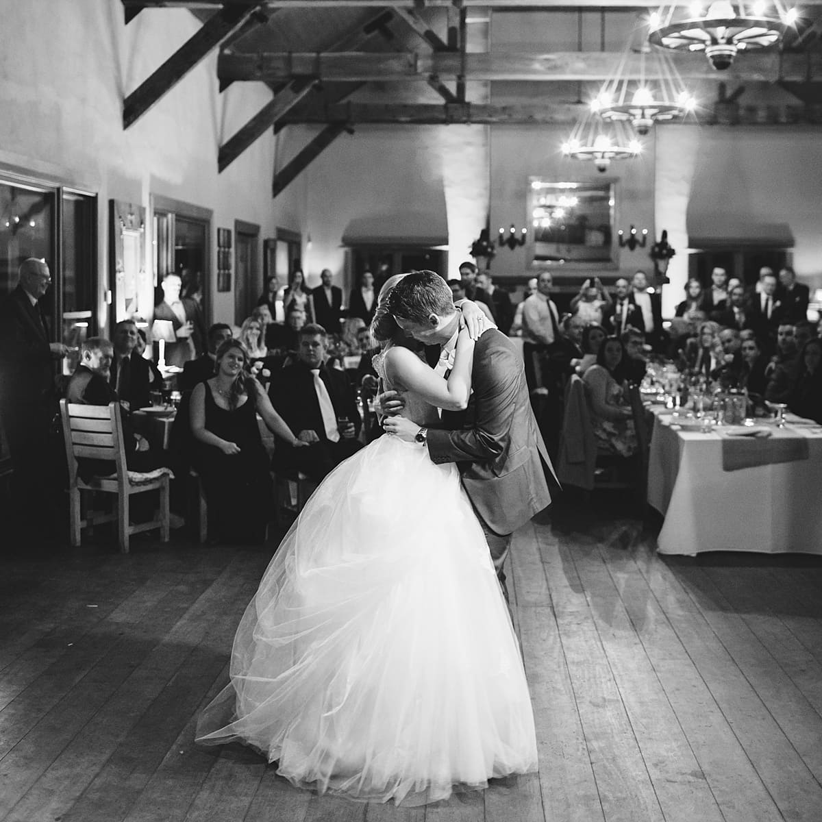 First dance photo of the bride and groom at Centennial Vineyards