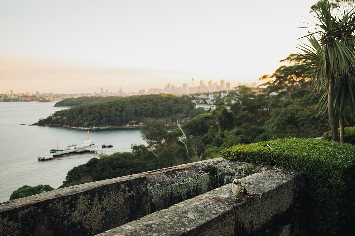 The view of Sydney Harbour at sunset from Gunners Barracks